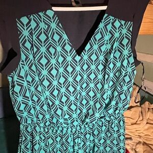 Chic Geometric Teal and Black Dress
